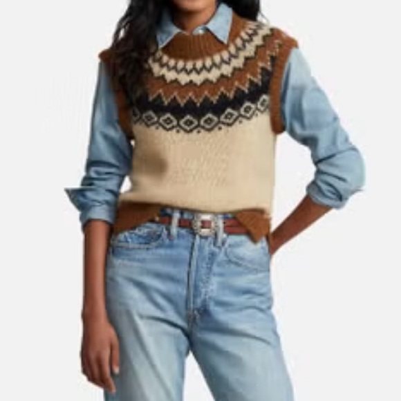 Polo Ralph Lauren Brushed Fair Isle Intarsia-Knit Vest,New Products : American Fashion Style Bags On Sale